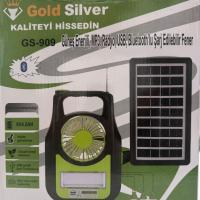 GOLDSİLVER Gs-909 Güneş Enerjili Mp3radyo Usb Şarj Edilebilir Fener Solar Aydınlatma Bluetooth