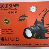 GOLDSİLVER GS590 60W ŞARJLI ZUMLU KAFA FENERİ